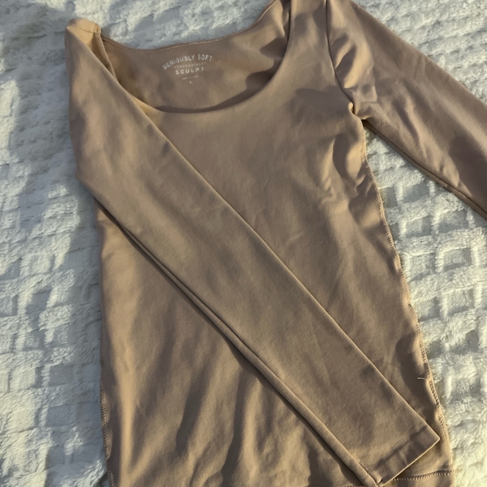 Aeropostale Scoop Neck Long Sleeve Top - Tan - Picture 2 of 2